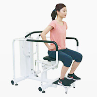 臀部周辺筋群の弾力性・伸張性と下肢筋力。スクワット動作をサポートし、立ち上がりや片足立ちも快然。